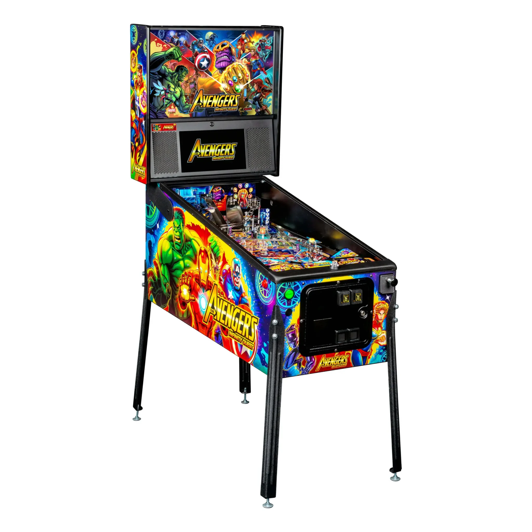 Avengers-Pro-Cabinet-RF-scaled-1-2048x2048-1.webp Avengers: Infinity Quest Pro Pinball Machine by Stern - Image 1
